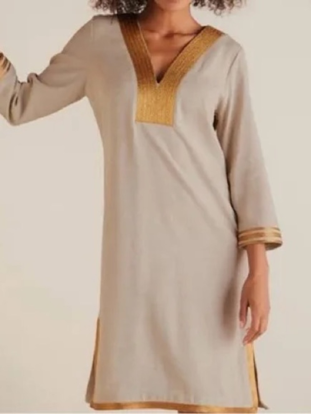Soft Surroundings Myla Dress with Gold Trim